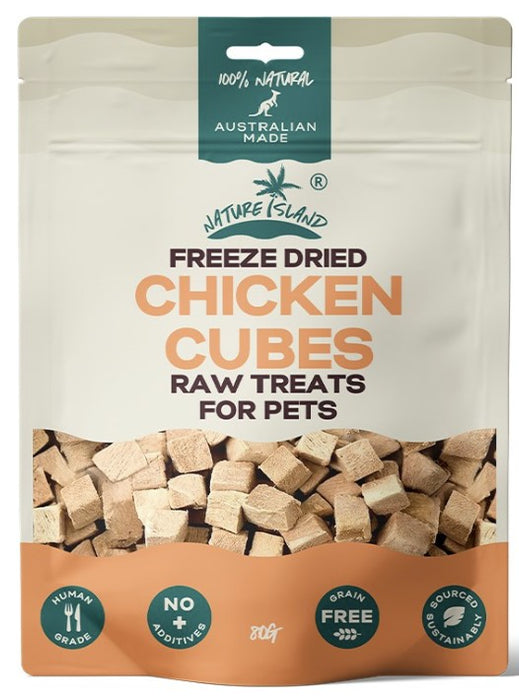 Nature Island Freeze Dried Chicken Cube treats 80g