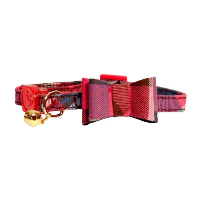 Rosewood Pink Tartan Bow Cat Collar