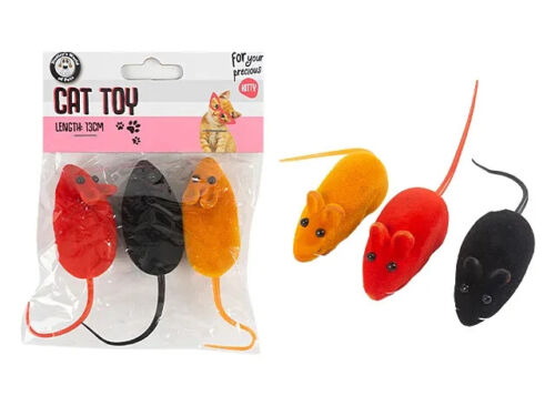 3 Pack Squeaky Coloured Mice