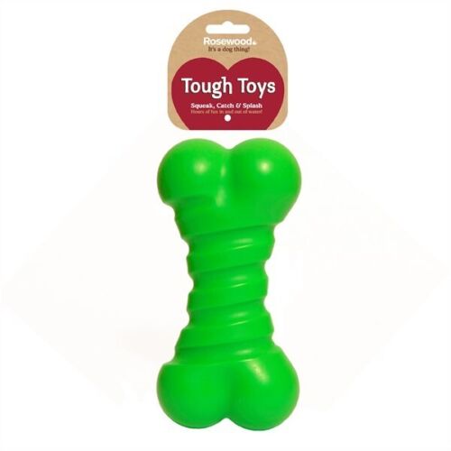 Rosewood Squeaky Green Dog Bone