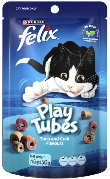 Purina Felix Play Tubes Tuna and Crab Cat Treats 50g