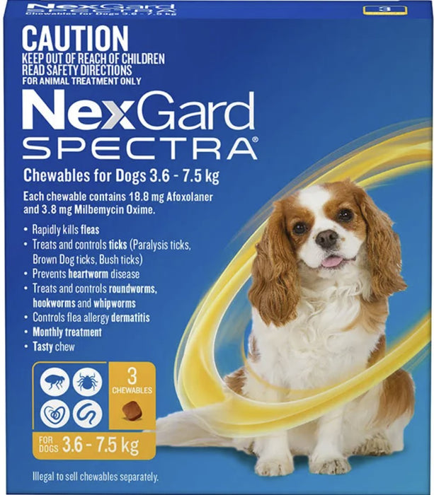 3-PACK NexGard Spectra for Dogs 3.6 - 7.5kg