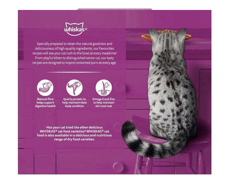 Whiskas 1+ Years Wet Cat Food Favourites Beef In Jelly Pouch 85g X12 Pack