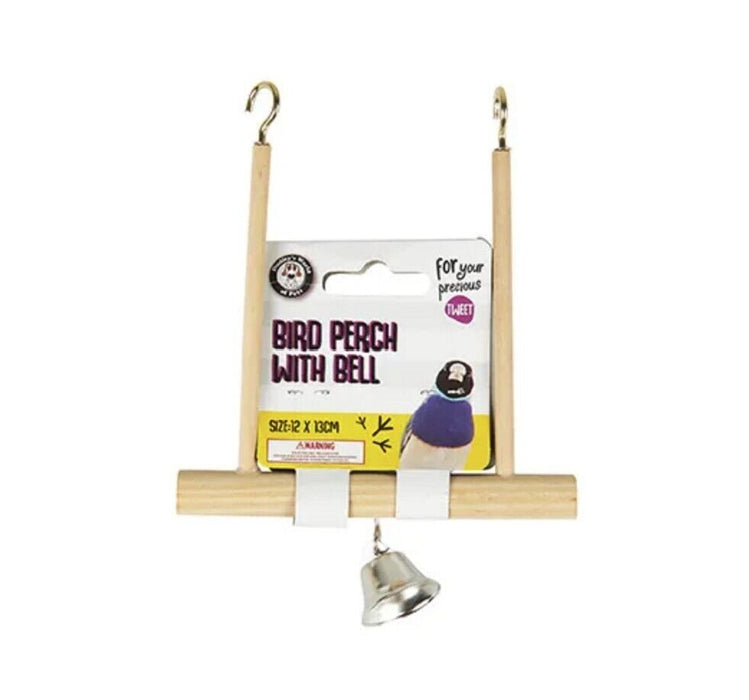 Wooden Bird Perch with Bell