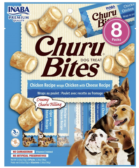 Inaba Dog Treats - Churu Bites Chicken Recipe Wraps Chicken with Cheese Recipe