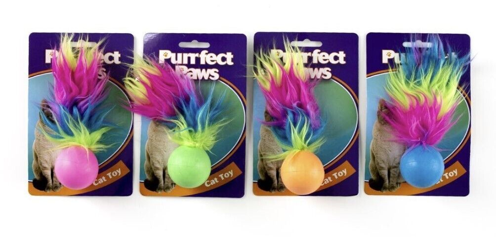 Purrfect Paws Cat Ball with Feathers and Bell