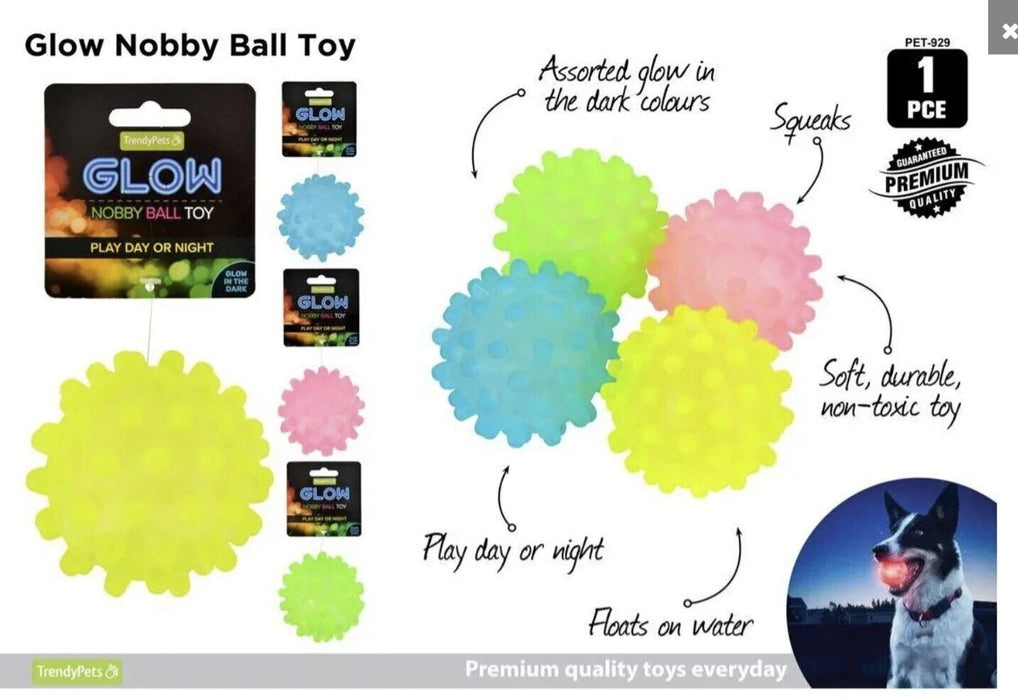 TrendyPets Glow in the Dark Nobby Dog Ball