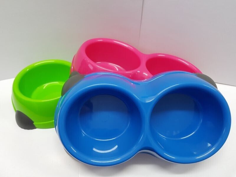 Twin Plastic Coloured Dog Bowl