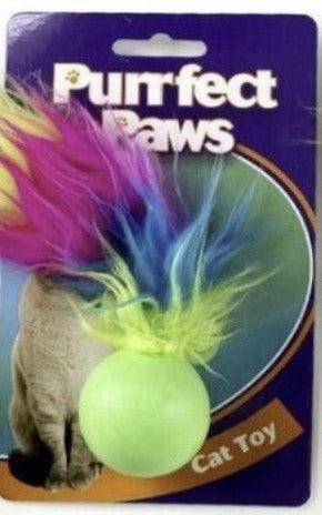 Purrfect Paws Cat Ball with Feathers and Bell